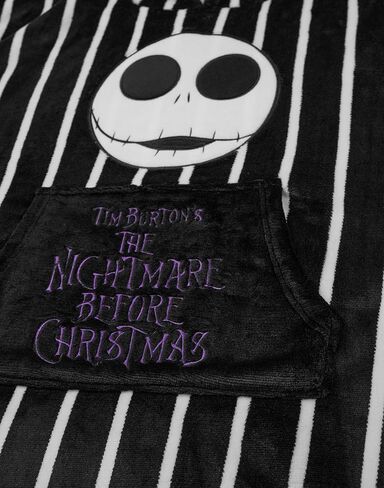 خيارات بطانية ديزني The Nightmare Before Christmas ذات القلنسوة المطبوعة بالكامل أو المخططة من جاك سكيلينجتون للبالغين من الشيربا in Kuwait