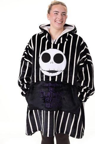 خيارات بطانية ديزني The Nightmare Before Christmas ذات القلنسوة المطبوعة بالكامل أو المخططة من جاك سكيلينجتون للبالغين من الشيربا in Kuwait
