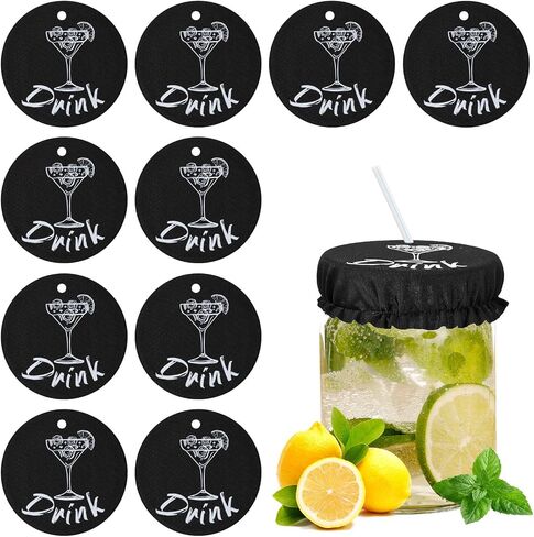 10pcs Drink Cover for Alcohol Protection, Washable Cup Protector Cover Scrunchie Anti Spike Reusable Drink Protection Cap with Straw Holes for Women Girls Club Bar in Saudi Arabia