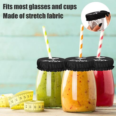 10pcs Drink Cover for Alcohol Protection, Washable Cup Protector Cover Scrunchie Anti Spike Reusable Drink Protection Cap with Straw Holes for Women Girls Club Bar in Saudi Arabia