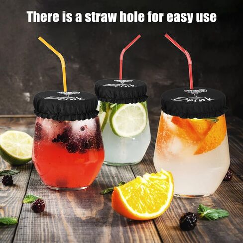 10pcs Drink Cover for Alcohol Protection, Washable Cup Protector Cover Scrunchie Anti Spike Reusable Drink Protection Cap with Straw Holes for Women Girls Club Bar in Saudi Arabia