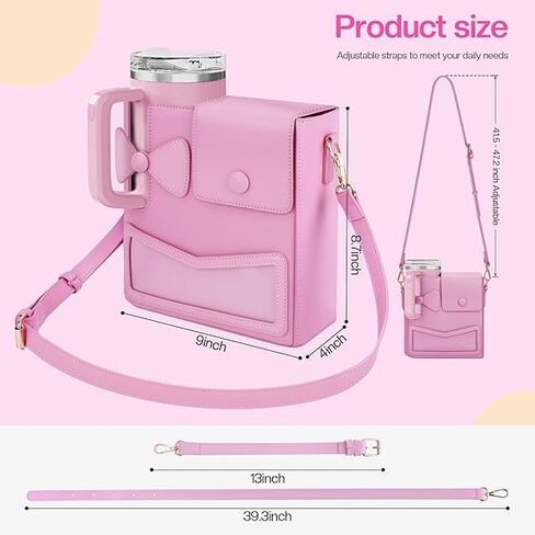 2025 New Stanley Purse Cup Holder Bag Crossbody Water Cups Storage Bag Portable Cups Purse Stanley Cup Purses Holder 40 Oz (Black) in Saudi Arabia