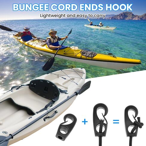 SDTC Tech Kayak Deck Rigging Kit 9.8 Feet Bungee Cord with 4 Bungee Cord Ends Hooks & 4 D-Rings and 6 Tie Down Pad Eyes, Tie Down Boat Deck Line Repair Replacement Parts for Kayak Boat Canoe Accessory in Saudi Arabia