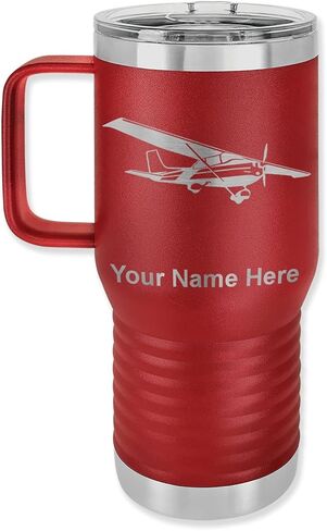 LaserGram 15oz Vacuum Insulated Coffee Mug, High Wing Airplane, Personalized Engraving Included (White) in Saudi Arabia