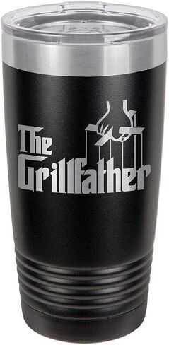 THE GRILLFATHER BLACK 20 oz Drink Tumbler With Straw | Laser Engraved Travel Mug With grilling Quotes | Compare To Yeti Rambler | Best Gift Idea For Birthday with BBQ Quotes | OnlyGifts.com in Kuwait
