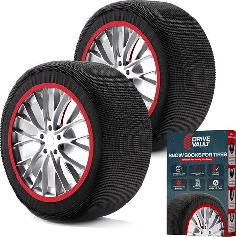 Snow Socks for Tires | Alternative for Tire Snow Chains | Ultra Grip Series | Reusable Snow Traction Device for Passenger Cars SUVs Trucks Winter Emergency Accessory | Safe Winter Driving in Saudi Arabia