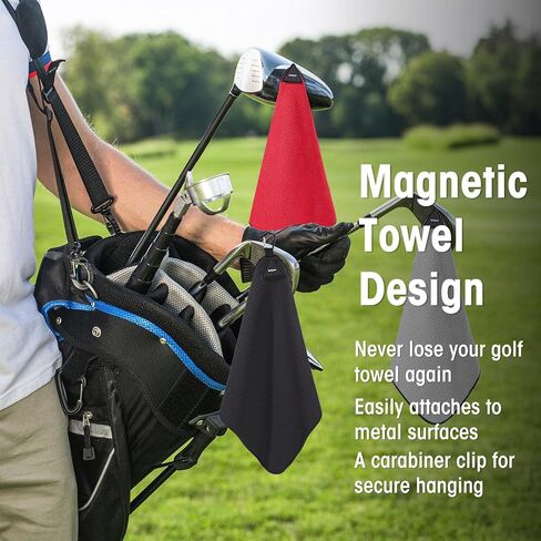 Batiyeer 6 Pack Magnetic Golf Towel Bulk 16" x 16" Microfiber Fabric Towels with Clip Waffle Pattern Absorbent Strength Magnet Golf Accessories Ball Cleaner for Carts Men Gift in Saudi Arabia