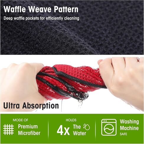 Batiyeer 6 Pack Magnetic Golf Towel Bulk 16" x 16" Microfiber Fabric Towels with Clip Waffle Pattern Absorbent Strength Magnet Golf Accessories Ball Cleaner for Carts Men Gift in Saudi Arabia