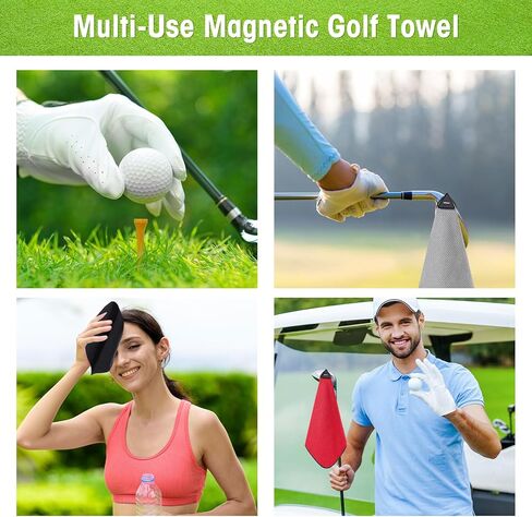 Batiyeer 6 Pack Magnetic Golf Towel Bulk 16" x 16" Microfiber Fabric Towels with Clip Waffle Pattern Absorbent Strength Magnet Golf Accessories Ball Cleaner for Carts Men Gift in Saudi Arabia