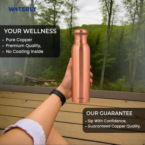 Plain Copper Water Bottle (34 Oz /1000ml) With Set Of 2 Tumbler (10 Oz/300ml Each) | Best use for Office,Gym & gifts |100% Pure Copper Material with Leak proof Quality Made In India in Saudi Arabia