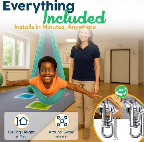 Sensory Swing for Kids Indoor - Calming Cocoon Therapy Swing 360° Hardware - Holds 300lbs - Indoor Outdoor Sensory Hammock - Autism ADHD SPD Trusted Sensory Support in Saudi Arabia