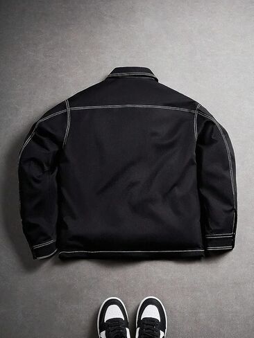 Men's Trendy Workwear Jacket With Buttoned Collar, Multi-Pocket Design, Casual Outdoor Streetwear in Saudi Arabia