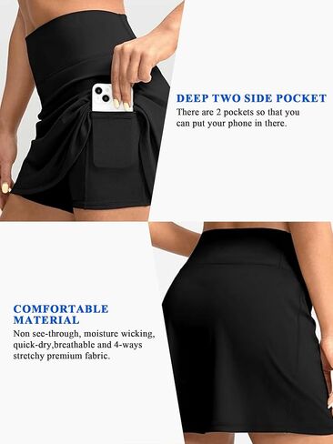 Skirts for Women High Rise Athletic Golf Tennis Skorts Built-in Shorts with Pockets in Saudi Arabia