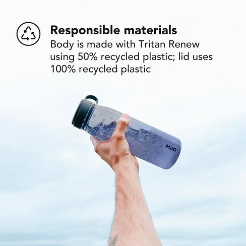 MiiR Everywhere Bottle 33oz - Lightweight and Durable Recycled Plastic Water Bottle, Dishwasher Safe Water Bottle with Silicone Splash Guard for Spill-Free Sipping in Saudi Arabia