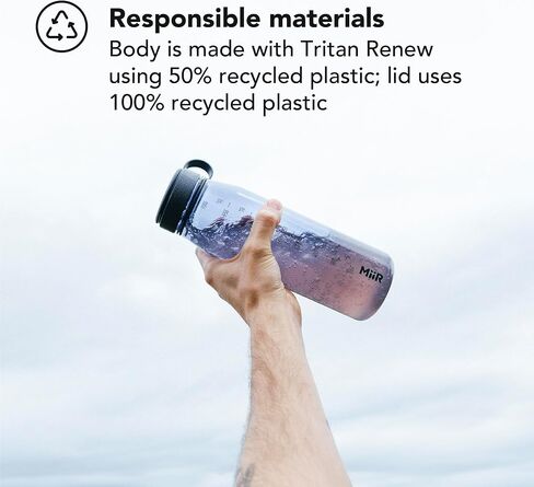 MiiR Everywhere Bottle 33oz - Lightweight and Durable Recycled Plastic Water Bottle, Dishwasher Safe Water Bottle with Silicone Splash Guard for Spill-Free Sipping in Saudi Arabia