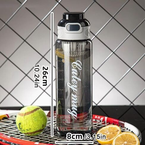 Colorful Plastic Cup Silicone Cup Holder Portable Fitness Jugs Leak Proof 1000ml Sports Water Bottle (Black) in Saudi Arabia