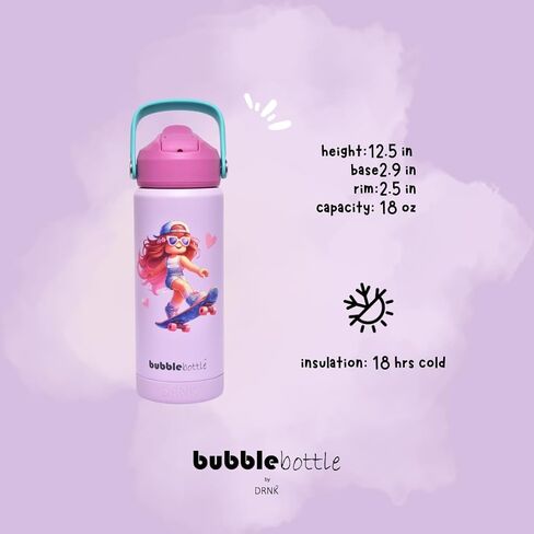 DRNK Bubblebottle |18oz Insulated Stainless Steel Waterbottle with Straw and Wide Mouth | Protective Silicone Base | Leak-Proof Durable Kids Bottle for Sports & School (Sigma) in Saudi Arabia