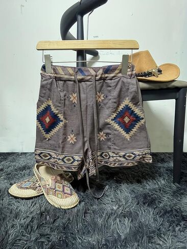 Summer Beach Vacation Boho Womens Shorts Lounge Shorts Cute Comfy Drawstring High Waist with Pockets in Saudi Arabia