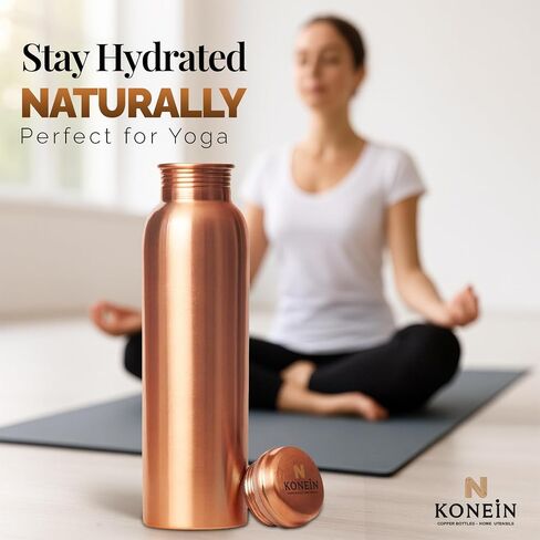 100% Copper Water Bottle, Plain Classic Finish Design, (34 Oz/1000ml), Ayurvedic Copper Bottle for Drinking water with Nature Health Benefits, Leak-Proof, Durable & Eco-friendly in Saudi Arabia
