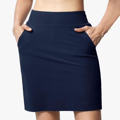 Women's Golf Skorts Knee Length 4 Pockets Tennis Athletic Skirt with Built-in Shorts in Saudi Arabia