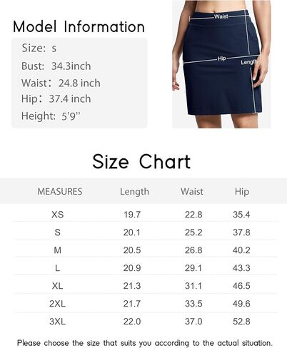Women's Golf Skorts Knee Length 4 Pockets Tennis Athletic Skirt with Built-in Shorts in Saudi Arabia