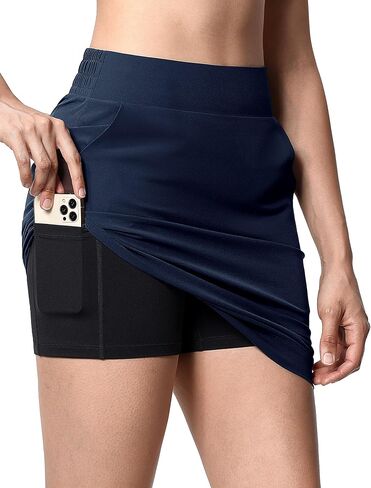 Women's Golf Skorts Knee Length 4 Pockets Tennis Athletic Skirt with Built-in Shorts in Saudi Arabia