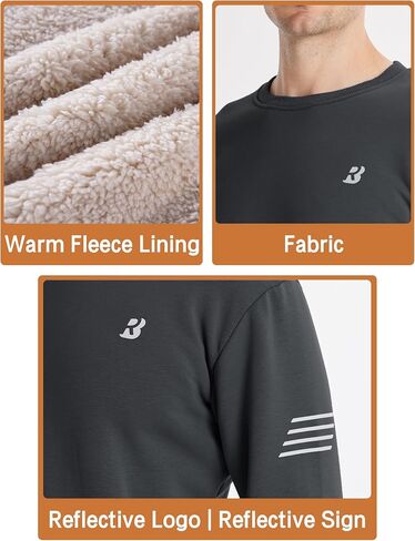 Roadbox Men's Sherpa Lined Sweatshirt, Winter Warm Heavyweight Crewneck Pullover Tops, Long Sleeve Thermal Fleece Sweaters in Saudi Arabia