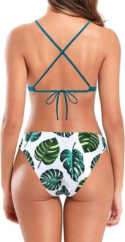 Women's Triangle Bikini Sets Adjustable Back Two Piece Swimsuits Crisscross Strap Bathing Suit in Saudi Arabia