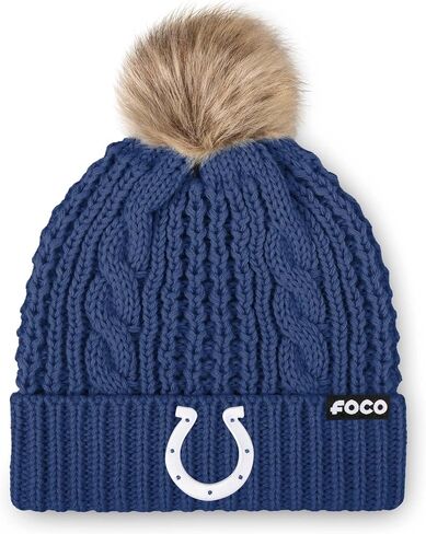 FOCO Women's Indianapolis Colts NFL Logo Faux Fur Pom Beanie Hat, Team Color in Saudi Arabia