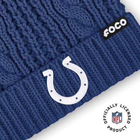FOCO Women's Indianapolis Colts NFL Logo Faux Fur Pom Beanie Hat, Team Color in Saudi Arabia