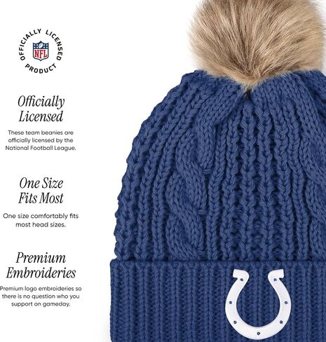 FOCO Women's Indianapolis Colts NFL Logo Faux Fur Pom Beanie Hat, Team Color in Saudi Arabia