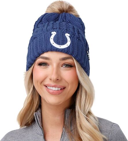 FOCO Women's Indianapolis Colts NFL Logo Faux Fur Pom Beanie Hat, Team Color in Saudi Arabia
