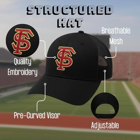 Officially Licensed Florida State Hat Classic Mesh Trucker Adjustable Embroidered Team Logo Black Cap in Saudi Arabia