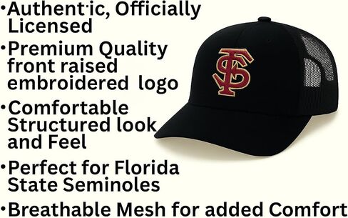 Officially Licensed Florida State Hat Classic Mesh Trucker Adjustable Embroidered Team Logo Black Cap in Saudi Arabia