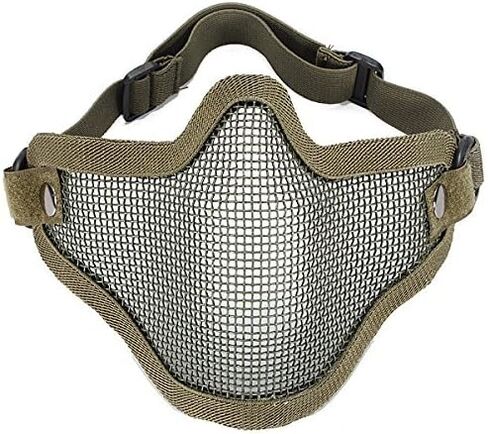 MECO(TM) قناع نصف سفلي شبكي معدني "مهاجم" وجه حديدي من الفولاذ الكربوني (أخضر جيشي) in Kuwait