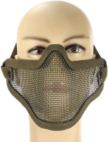 MECO(TM) قناع نصف سفلي شبكي معدني "مهاجم" وجه حديدي من الفولاذ الكربوني (أخضر جيشي) in Kuwait