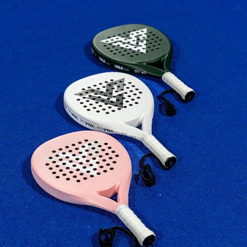مضرب VALA One Padel - ألياف الكربون خفيفة الوزن، تصميم ممتص للصدمات، شكل دائري، ملمس إضافي للدوران والتحكم، Pala للرجال - النساء، مثالي للاعبين المبتدئين والمتوسطين in Saudi Arabia