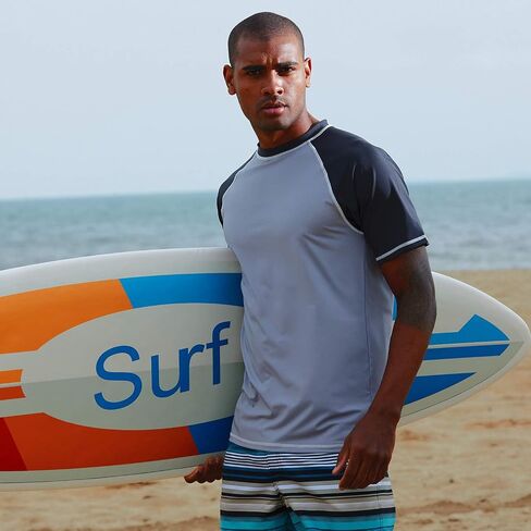 UPF 50+ Men's Rashguard Swim Tee - Short/Long Sleeve Athletic Shirt for Swimming, Running & Outdoor Activities in Saudi Arabia