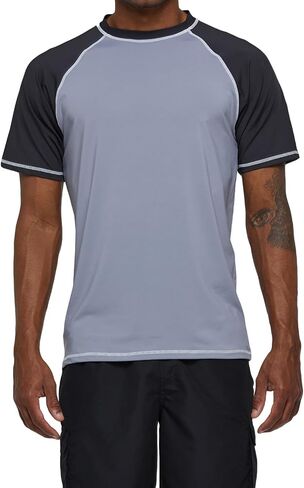 UPF 50+ Men's Rashguard Swim Tee - Short/Long Sleeve Athletic Shirt for Swimming, Running & Outdoor Activities in Saudi Arabia
