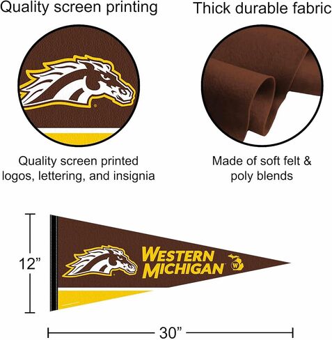 Western Michigan Broncos Wordmark Logo Pennant Banner Flag in Saudi Arabia