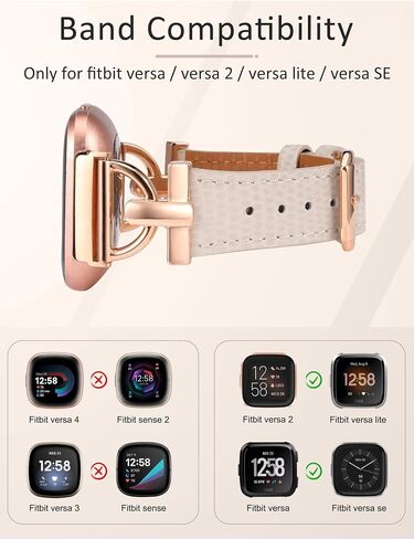 سوار جلدي نحيف متوافق مع Fitbit Versa 2/Versa Lite/SE - حزام أنيق بإبزيم معدني على شكل حرف D للنساء in Saudi Arabia