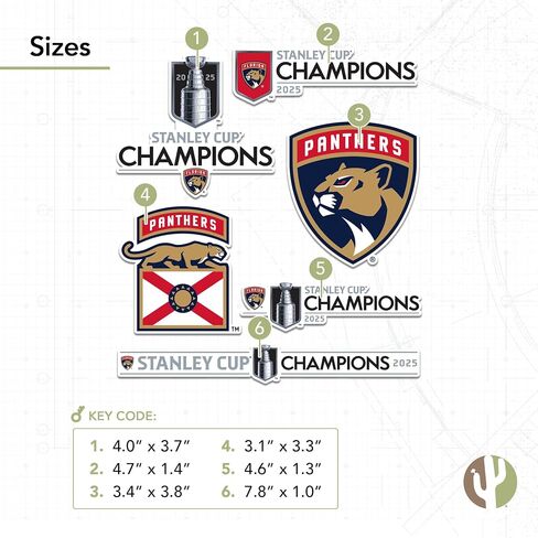 Desert Cactus Florida Panthers 2025 Stanley Cup Champions Team NHL Sticker Vinyl Decal Laptop Water Bottle Car Scrapbook (2025 Stanley Cup Champions - Type 2) in Saudi Arabia