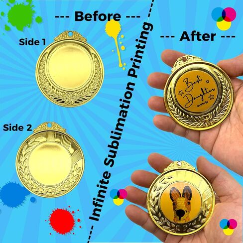 6 Pack Sublimation Gold Metal Medal Blanks, Award Prize Medal 2.55", DIY Custom Award Medals with Lanyards Kit Set for Competitions Kids Schools Events Party Favors Trophies in Saudi Arabia