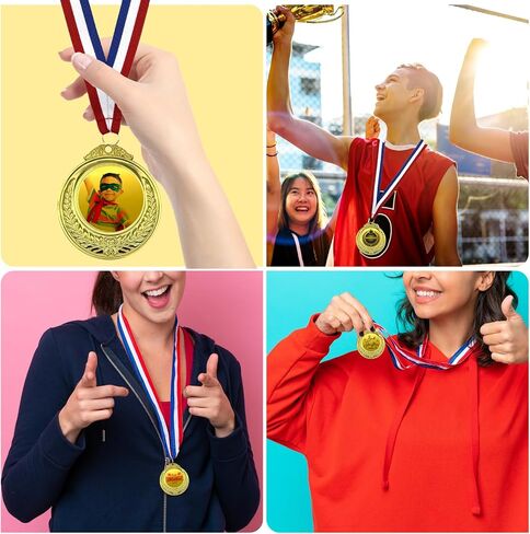 6 Pack Sublimation Gold Metal Medal Blanks, Award Prize Medal 2.55", DIY Custom Award Medals with Lanyards Kit Set for Competitions Kids Schools Events Party Favors Trophies in Saudi Arabia