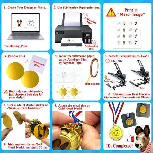 6 Pack Sublimation Gold Metal Medal Blanks, Award Prize Medal 2.55", DIY Custom Award Medals with Lanyards Kit Set for Competitions Kids Schools Events Party Favors Trophies in Saudi Arabia