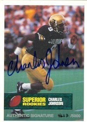 Charles Johnson autographed Football Card (Colorado) 1994 Superior Rookies #10 - MLB Autographed Baseball Cards in Saudi Arabia