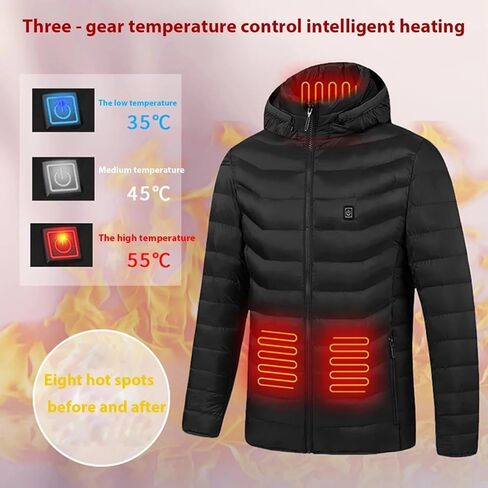 سترات دافئة من Warmzee للرجال والنساء، سترة ذاتية التسخين، 11 منطقة تسخين و3 مستويات حرارة قابلة للتعديل - مقاومة للرياح ومقاومة للماء in Kuwait