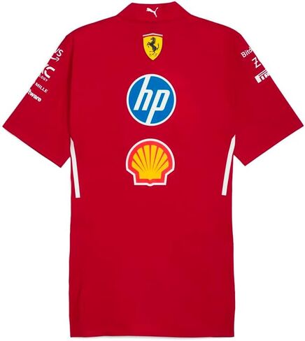 PUMA Mens Scuderia Ferrari Team Crew Neck Short Sleeve Button Up Shirt Casual Tops Casual - Red in Kuwait