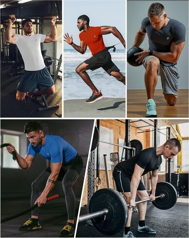 Mens Compression Shirt Short Sleeve, Workout T-Shirt for Sports Gym Running, Cool Dry Base Layer Athletic Undershirts in Saudi Arabia