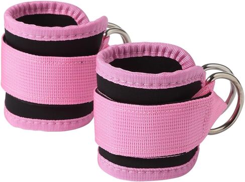 2 pcs Work Out Cuff Ankle Straps for Cable Machines, Soft, Adjustable, and Versatile Gym Accessories for Enhanced Lower Body Muscle Sculpting, Pink in Saudi Arabia